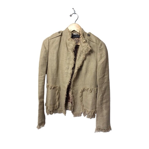 Dolce & Gabbana Women Linen Jacket with fringe Beige 40 - Picture 4 of 16